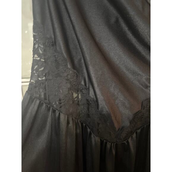 Vintage Vandemere Black Sheer Slip Dress M Lace Trim Romantic Lingerie Nightgown - Picture 3 of 9